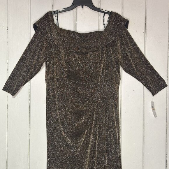 Alex Evenings Plus Size 16W Metallic Off-the-Shoulder Evening Dress Gown NWT - Picture 3 of 12